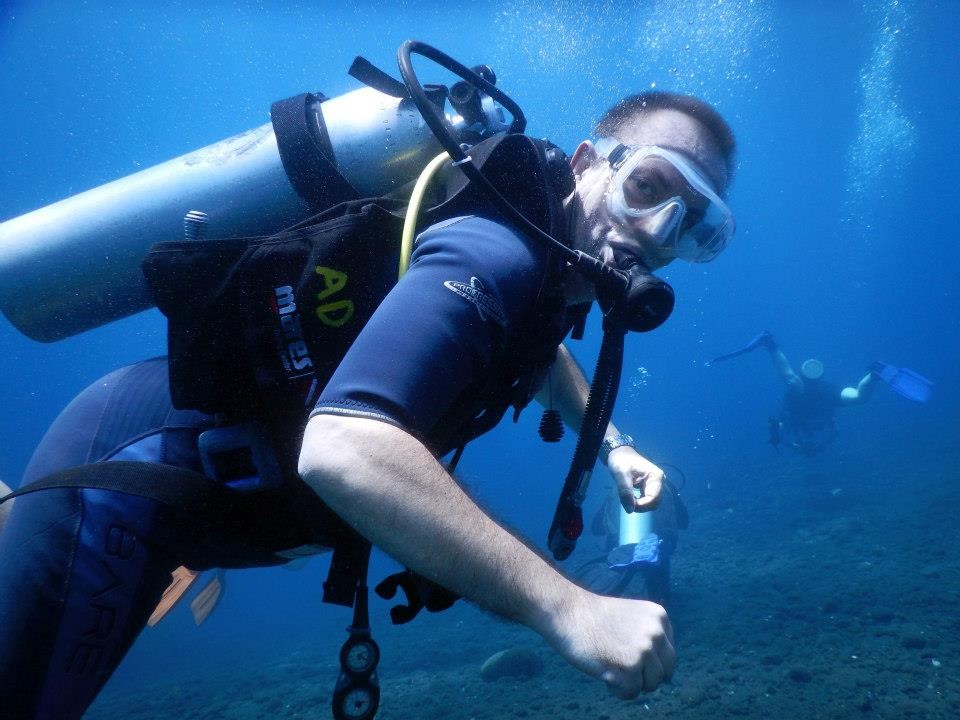 Man in scuba diving outfit