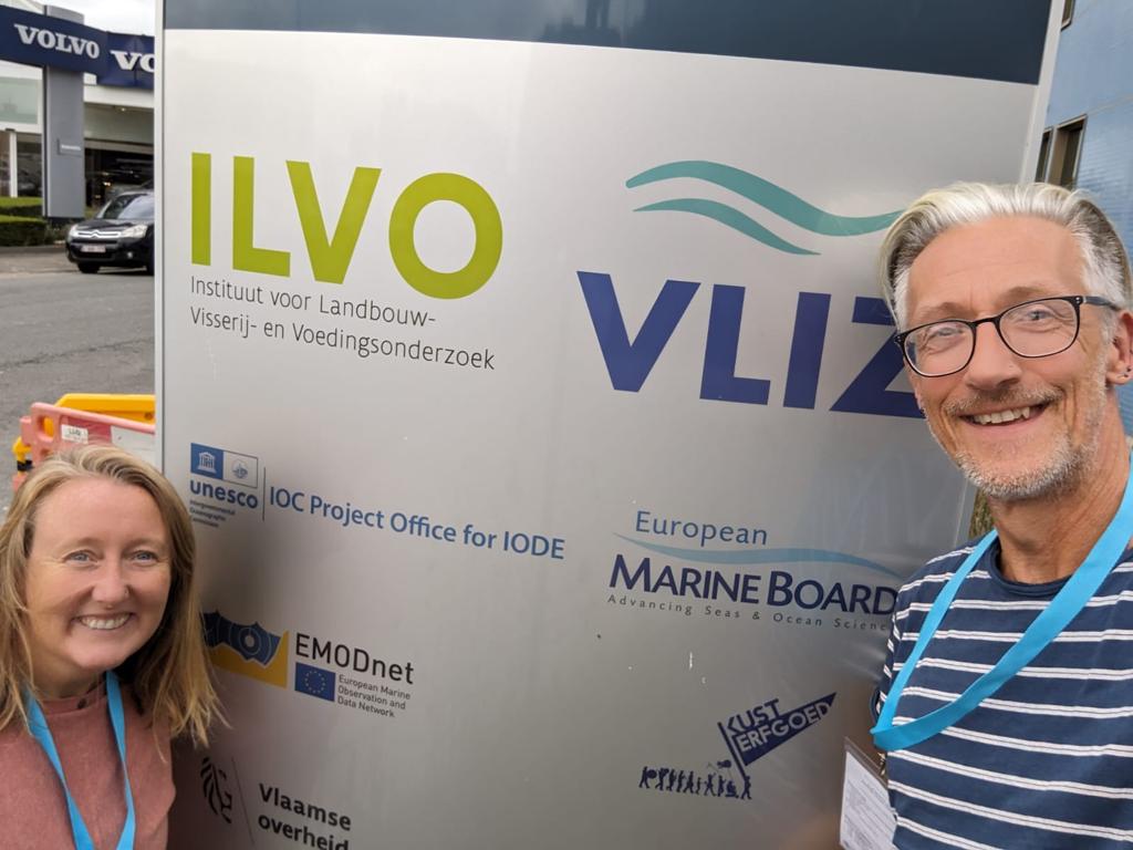 DASSH Data Team Dan Lear and Charlie Gough at The DTO (Digital Twin of the Ocean) BioFlow Project kick off meeting in Belgium