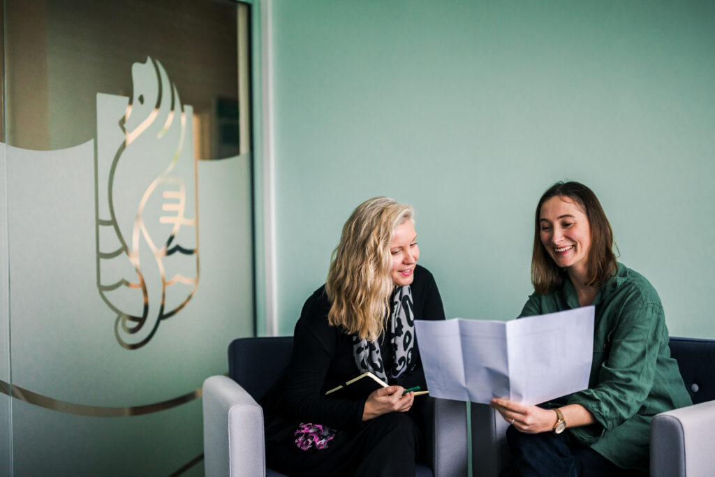 Drakes Island meeting room with Katrina Houghton and Katherine Helliwell