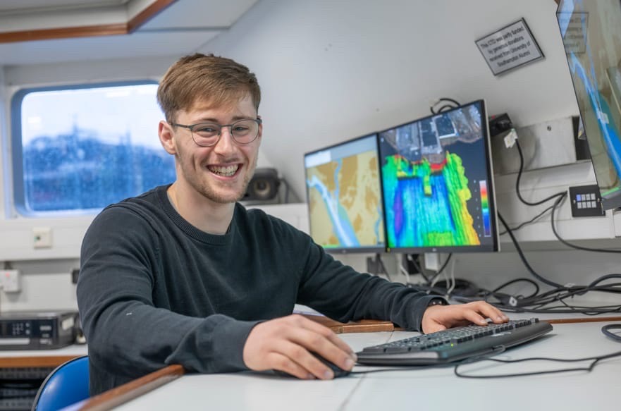 MBA Student Travel Burary Awardee Daniel Hampton onboard RV Callista. Photo by University of Southampton.